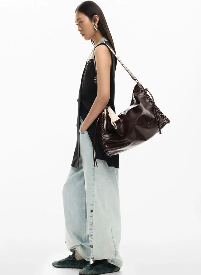 DESIGUAL Large Shiny Woven Bag